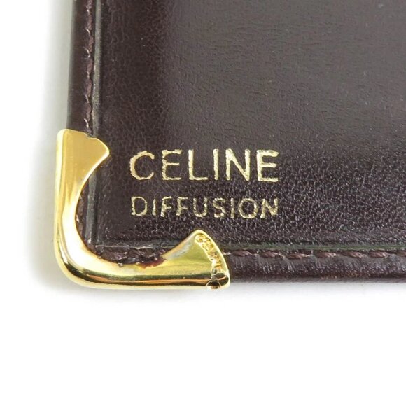Auth CELINE Bifold Wallet Brown Leather/Goldtone - Picture 6 of 8